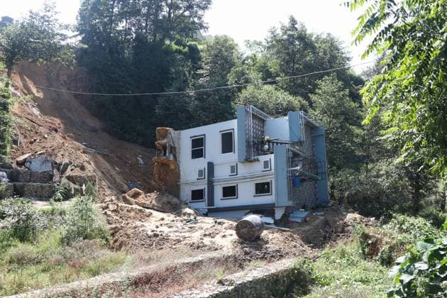 Heavy Rainfall Triggers Landslide in Dhapakhel LALITPUR, NEPAL - SEPTEMBER 28, 2026: A house lies partially collapsed after a landslide triggered by heavy rainfall in Dhapakhel, Lalitpur, Nepal. The landslide swept through the area following intense rain, damaging property and leaving residents assessing the aftermath. Lalitpur Nepal Copyright: x xShankarxBhujelx xJNAxPressx