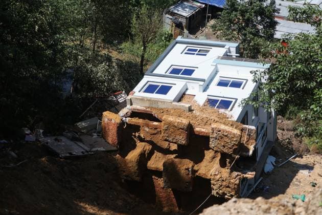 September 28, 2026, Lalitpur, Nepal: LALITPUR, NEPAL - SEPTEMBER 28, 2026: A house lies partially collapsed after a landslide triggered by heavy rainfall in Dhapakhel, Lalitpur, Nepal. The landslide swept through the area following intense rain, damaging property and leaving residents assessing the aftermath. Lalitpur Nepal - ZUMAq101 20260928_zna_q101_003 Copyright: xShankarxBhujelx