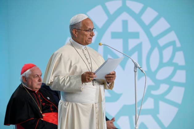 POPE LEO XIV AT INTERRELIGIOUS MEETING IN METZ France, Metz, Vatican, 2026 9 28 Interreligious meeting with Pope Leo XIV at the Robert Schuman Congress Center in Metz. EDITORIAL USE ONLY - NO BOOKS Copyright: xVATICANxMEDIA xCatholicxPressxPhotox
