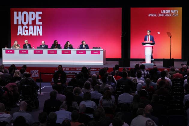 Labour Party Annual Conference Day Two Secretary of State for Foreign, Commonwealth and Development Affairs Ed Miliband MP speaks during the Labour Party Annual Conference Day Two at Convention Centre, Liverpool, United Kingdom on 28 September 2026 (Photo by Mark Cosgrove News Images) Liverpool Convention Centre Merseyside United Kingdom Copyright: xMarkxCosgrove NewsxImagesx