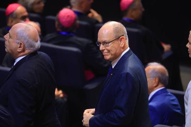Pope Leo XIV’s Visit to Metz POPE’S VISIT TO FRANCE PHOTOPQR LE REPUBLICAIN LORRAIN Gilles WIRTZ Metz September 28, 2026 Pope Leo XIV’s visit to Metz at the Robert Schuman Convention Center Albert II of Monaco September 28 September 2026, Metz, France Pope Leo XIV is on an apostolic visit to France from September 25 to 28, 2026, in Metz, Moselle, Lorraine, France  Copyright: xPHOTOPQR LExREPUBLICAINxLORRAIN xGillesxWIRTZx 20260928RBL8895 20260928RBL8895