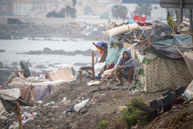 Rain Affects the Settlements on El Trampolín Beach in Ceuta Migrants Remain in the Settlements on El Trampolín Beach Despite the Rain, as of September 28, 2026, in Ceuta, Spain. Around 3,000 migrants remain in makeshift settlements on Ceuta’s beaches following the massive influx recorded in late July. Continuous rain is flooding the ground and damaging the shacks built with reeds, plastic, cardboard, and sheets on Trampolín Beach. SEPTEMBER 28, 2026, Ceuta, Ceuta, Spain Copyright: xMarcosxMorenox 7806281