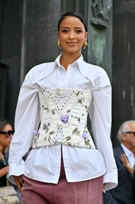 PFW Weinsanto Outside Arrivals JR Flora Coquerel arriving at Weinsanto show during Paris Fashion Week, in Paris, France on 28 September 2026. Photo by Julien Reynaud APS-Medias ABACAPRESS.COM Paris France  Copyright: xReynaudxJulien APS-Medias ABACAx