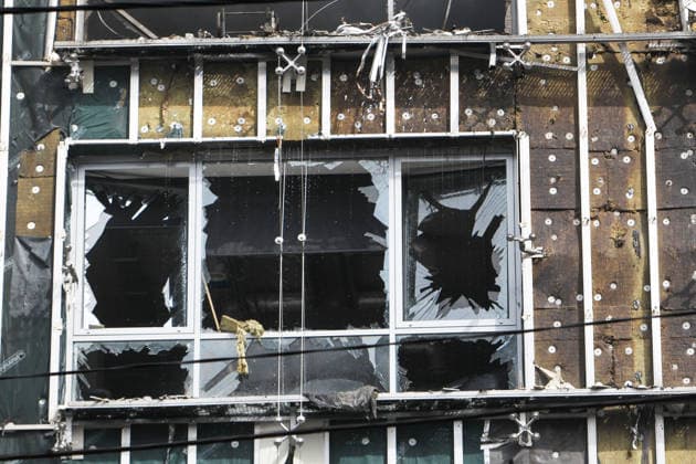 A business centre is damaged by a Russian drone strike, Dnipro, Ukraine, September 28, 2026. At least three people were killed, and another 15 people were injured in the attack. (Photo by Mykola Miakshykov Ukrinform) Russians attack business centre in Dnipro with drone  Copyright: xMykolaxMiakshykovx