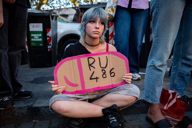 September 28, 2026, Rome, Rm, Italy: To mark International Safe Abortion Day, the feminist and transfeminist movement Non Una Di Meno (Not One Less) is holding a rally outside the Ministry of Health, reiterating their call for The right to free, safe, and accessible abortion for everyone who requests it . A cardboard cutout represents the abortion pill RU-486. Rome Italy - ZUMAg256 20260928_znp_g256_007 Copyright: xMarcoxDixGianvitox