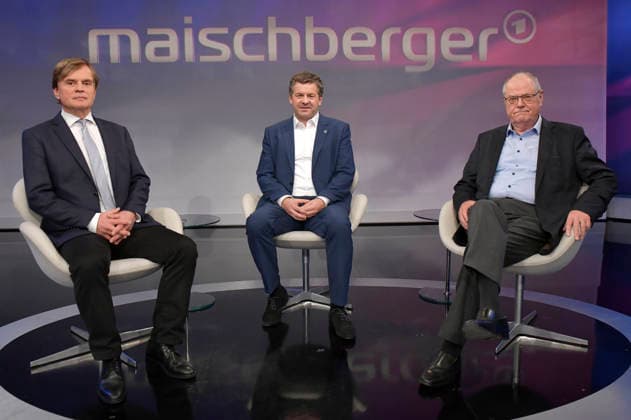 Bernd Baumann, Sven Schulze und Peer Steinbrück in der ARD-Talkshow maischberger im Studio Berlin Adlershof. Berlin, 28.09.2026