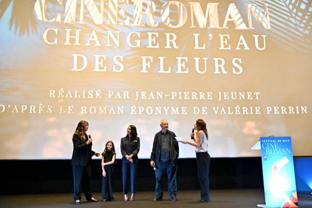 Valérie Perrin, Elodie Batard Gaultier, Leïla Bekhti, and Jean-Pierre Jeunet presented the film *Changer l eau des fleurs* alongside Nathalie Levy, the host, during the opening night of the 8th edition of the Ciné Roman Festival at the Pathé Gare du Sud cinema in Nice, September 28, 2026 Bruno Bebert Dominique Jacovides Bestimage Opening night of the 8th edition of the Ciné Roman Festival at the Pathé Gare du Sud cinema in Nice, September 28, 2026 NICE France  Copyright: xDominiquexJacovidesx-xBrunoxBebertx xBestimagexDominiquexJacovidesx-xBrunoxBebertx xBestimagex