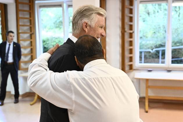 King Philippe - Filip of Belgium pictured during a visit to the non-profit organization Le Bercail, a residential and outpatient care centre for adults with an intellectual disability, on Tuesday 29 September 2026, part of a visit to Liege of the Belgian Royals.  ERICxLALMAND 188167932