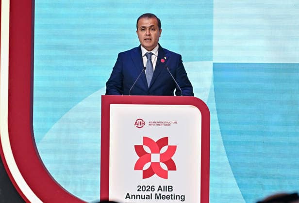 Opening ceremony of the 11th annual meeting of the Asian Infrastructure Investment Bank (AIIB) in Doha Asian Infrastructure Investment Bank (AIIB) Vice Chair of the Board of Governors and Chairman of the State Committee on Investments and State Property Management Republic of Tajikistan, Sulton Rahimzoda speaks during the opening ceremony of the 11th Annual Meeting of the Board of Governors of the Asian Infrastructure Investment Bank (AIIB) in Doha,Qatar on September 28, 2026 DOHA Qatar Copyright: xNOUSHADx