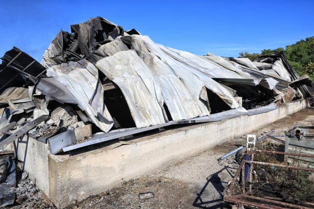 A civilian industrial facility producing plastic tableware is damaged by a fire caused by a nighttime Russian drone strike in the Odesa region, Ukraine, September 29, 2026. (Photo by Nina Liashonok Ukrinform) Manufacturing plant burns down in Odesa region due to Russian drone attack  Copyright: xNinaxLiashonokx