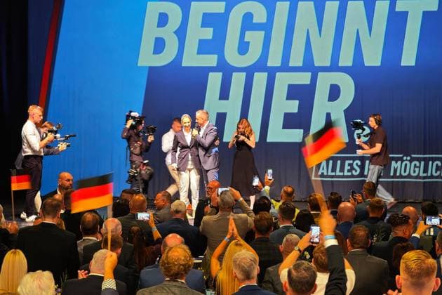 Magdeburg, Sachsen-Anhalt, Deutschland, 06.09.2026: Altes Theater: AfD-Wahlparty zur Landtagswahl 2026: Unter anderem Alice Weidel und Ulrich Siegmund auf der Bühne Copyright: xdtsxNachrichtenagenturx dts_136734