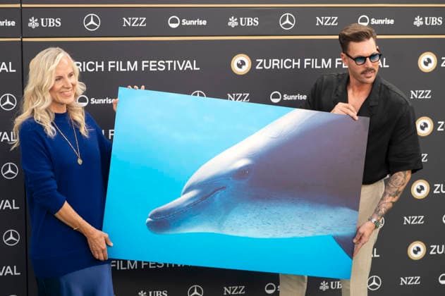 Angela Ziltener und Reto Hanselmann bei der Premiere des Dokumentarfilms Dolphins: My Close Encounters auf dem 22. Zurich Film Festival im Arthouse Le Paris. Zürich, 28.09.2026