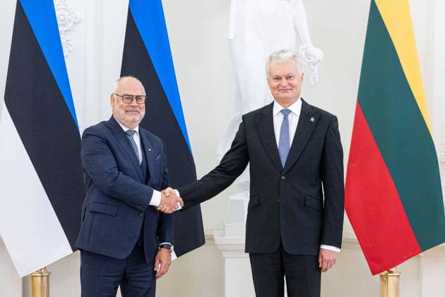 Gitanas Nauseda susitiko su Estijos Prezidentu Alaru Karisu. Vilnius, 2026 m. Rugsejo 29d.