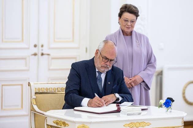 Gitanas Nauseda susitiko su Estijos Prezidentu Alaru Karisu. Vilnius, 2026 m. Rugsejo 29d.