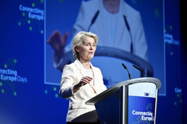 European Commission President Ursula von der Leyen BRUSSELS, BELGIUM - SEPTEMBER 29: European Commission President Ursula von der Leyen delivers a speech during the Connecting Europe Day event held in Brussels, Belgium, on September 29, 2026. Dursun Aydemir Anadolu Brussels Belgium. Editorial use only. Please get in touch for any other usage.  Copyright: x2026xAnadoluxDursunxAydemirx