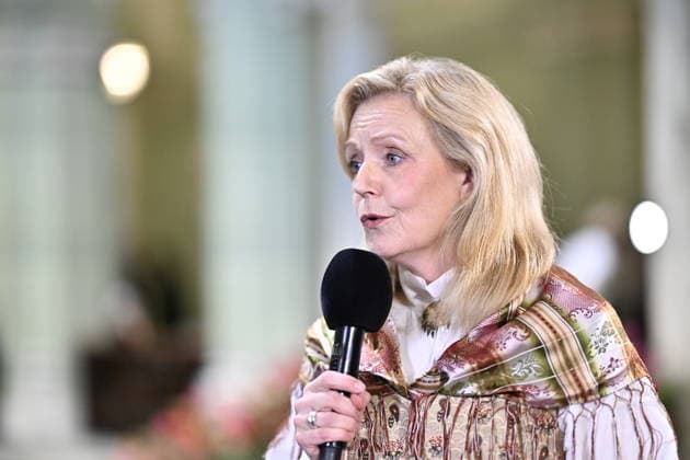 STOCKHOLM, SWEDEN, September 29, 2026. Elisabeth Thand Ringqvist, leader of the Center Party, is interviewed by SVT in the Old Parliament Building following the opening of the parliamentary session. STOCKHOLM, SWEDEN x10050x  Copyright: xPontusxLundahl TTx RIKSMÖTETS ÖPPNANDE 2026 gXGfgwEc3J4