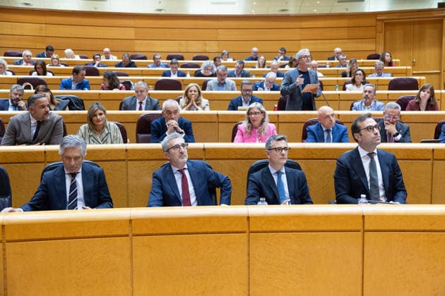 The Senate plenary session debates a motion on Democratic Memory, with the housing crisis as the underlying issue I D Interior Minister, Fernando Grande Marlaska; the Minister of the Treasury, Arcadi Espana; the Minister of the Presidency, Justice, and Relations with Parliament, Félix Bolanos; and the First Vice President and Minister of Economy, Trade, and Business, Carlos Cuerpo, during a plenary session in the Senate on September 29, 2026, in Madrid, Spain. The opposition will debate a motion on the Democratic Memory Act and a proposal to establish a commission on Ceuta. In addition, various committees will analyze initiatives on workplace inclusion for people with disabilities, Sahrawi nationality, and the ban on conversion therapy. SE  Copyright: xJesusxHellinx 7808498