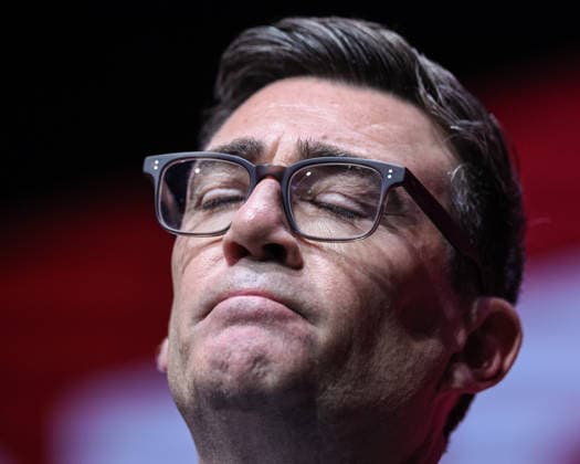 Labour Party Annual Conference Day Three Sadness in Andy Burnham MP, Prime Minister of the United Kingdom as his eyes well up as he speaks about his later farther during the leaders speech during the Labour Party Annual Conference Day Three at Convention Centre, Liverpool, United Kingdom on 29 September 2026 (Photo by Mark Cosgrove News Images) Liverpool Convention Centre Merseyside United Kingdom Copyright: xMarkxCosgrove NewsxImagesx
