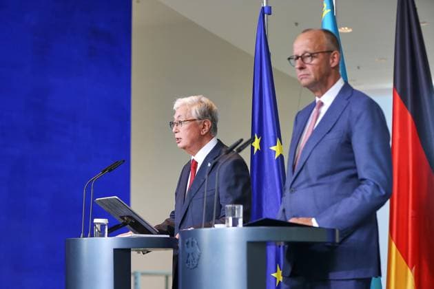 Berlin, Deutschland, 29.09.2026: Bundeskanzleramt: Empfang des Staatspräsidenten Kasachstans: Kassym-Schomart Tokajew und Bundeskanzler Friedrich Merz (CDU) Copyright: xdtsxNachrichtenagenturx dts_136795