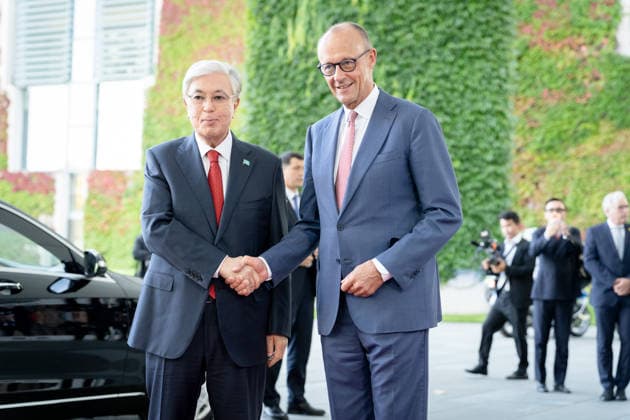 Friedrich Merz, Bundeskanzler, Staatspräsident, Kasachstan, Kassym-Schomart Tokajew Berlin, Bundeskanzleramt, Friedrich Merz, Bundeskanzler, Staatspräsident, Kasachstan, Kassym-Schomart Tokajew Berlin Berlin GER