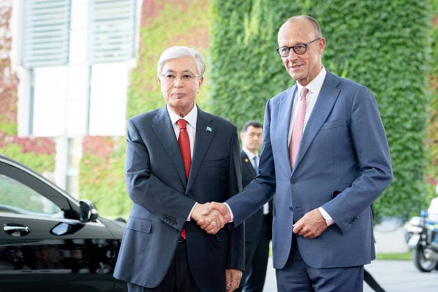 Friedrich Merz, Bundeskanzler, Staatspräsident, Kasachstan, Kassym-Schomart Tokajew Berlin, Bundeskanzleramt, Friedrich Merz, Bundeskanzler, Staatspräsident, Kasachstan, Kassym-Schomart Tokajew Berlin Berlin GER