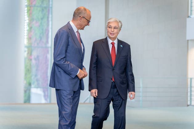 Friedrich Merz, Bundeskanzler, Staatspräsident, Kasachstan, Kassym-Schomart Tokajew Berlin, Bundeskanzleramt, Friedrich Merz, Bundeskanzler, Staatspräsident, Kasachstan, Kassym-Schomart Tokajew Berlin Berlin GER