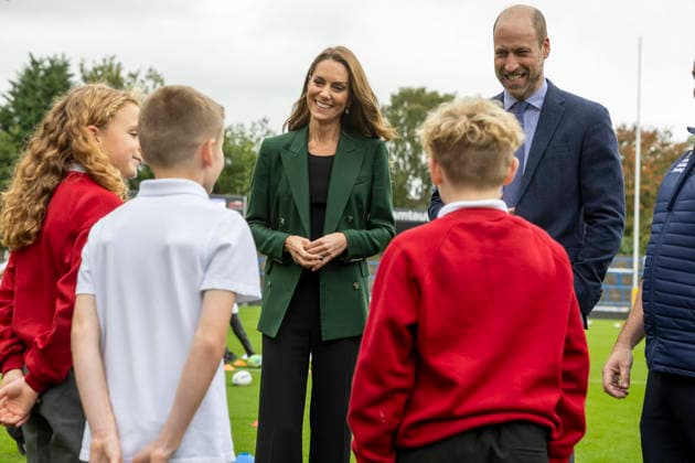 . 29 09 2026. Leeds, United Kingdom. Prince William and Kate Middleton, the Prince and Princess of Wales , during a visit to the Leeds Rhinos rugby team in Leeds, United Kingdom.  xPoolx xi-Imagesx IIM-27031-0006