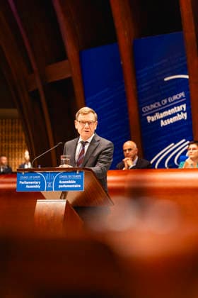 Johann Wadephul (CDU), Bundesaussenminister, aufgenommen im Rahmen seiner Rede im Europarat in Strassburg, 29.09.2026. Fotografiert im Auftrag des Auswaertigen Amtes Strassburg Frankreich Copyright: xJulianexSonntagx