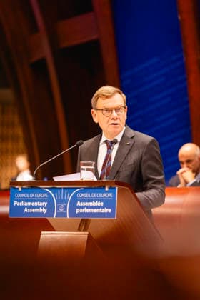 Johann Wadephul (CDU), Bundesaussenminister, aufgenommen im Rahmen seiner Rede im Europarat in Strassburg, 29.09.2026. Fotografiert im Auftrag des Auswaertigen Amtes Strassburg Frankreich Copyright: xJulianexSonntagx