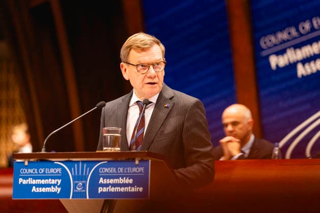 Johann Wadephul (CDU), Bundesaussenminister, aufgenommen im Rahmen seiner Rede im Europarat in Strassburg, 29.09.2026. Fotografiert im Auftrag des Auswaertigen Amtes Strassburg Frankreich Copyright: xJulianexSonntagx