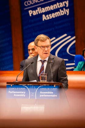 Johann Wadephul (CDU), Bundesaussenminister, aufgenommen im Rahmen seiner Rede im Europarat in Strassburg, 29.09.2026. Fotografiert im Auftrag des Auswaertigen Amtes Strassburg Frankreich Copyright: xJulianexSonntagx