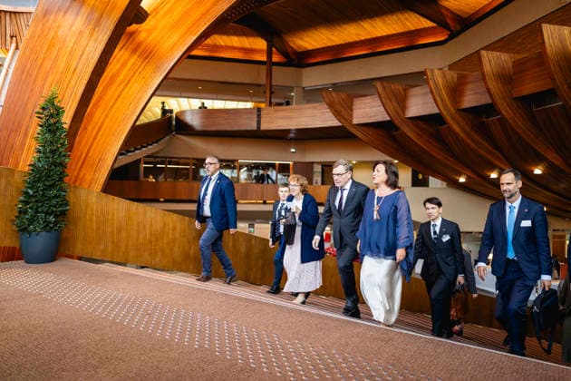 Johann Wadephul (CDU), Bundesaussenminister, und Despina Chatzivassiliou, Generalsekretaerin der Parlamentarischen Versammlung des Europarats, aufgenommen im Rahmen eines Treffens in Strassburg, 29.09.2026. Fotografiert im Auftrag des Auswaertigen Amtes Strassburg Frankreich Copyright: xJulianexSonntagx
