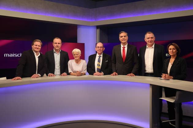 Michael Bröcker, Peter R. Neumann, Ulrike Herrmann, Denis Scheck, Frederik Pleitgen, Jan van Aken und Sandra Maischberger in der ARD-Talkshow maischberger im Studio Berlin Adlershof. Berlin, 29.09.2026 Copyright: xAgenturxMatthiasxWehnertx xM.xGränzdörferx