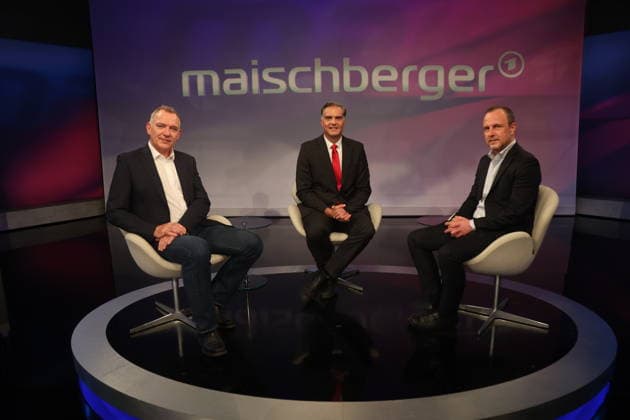 Menschen bei Maischberger Berlin, 29.09.2026 Menschen bei Maischberger Livesendung im Ersten mit Jan van Aken, Die Linke (Bundestagsabgeordneter) Peter Neumann (Politikwissenschaftler) Frederik Pleitgen (CNN-Korrespondent) Denis Scheck (Literaturkritiker und Moderator) Ulrike Herrmann(taz) Michael Bröcker (Table.Briefings) Berlin Germany Copyright: xMatthiasxGränzdörferx