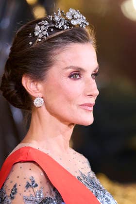 29-09-2026 Gala Queen Letizia pose before the galadinner at the royal palace in Madrid on the 1st day of the 2 day statevisit to Spain. No Spain Â  Copyright: xPPEx
