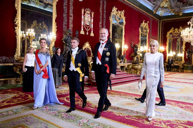 September 29, 2026, Madrid, Madrid, Spain: KING FELIPE VI of Spain and QUEEN LETIZIA of Spain receive the President of the French Republic, EMMANUEL MACRON, and First Lady BRIGITTE MACRON for an official dinner Madrid Spain - ZUMAc260 20260929_zep_c260_107 Copyright: xMikexChicorrox