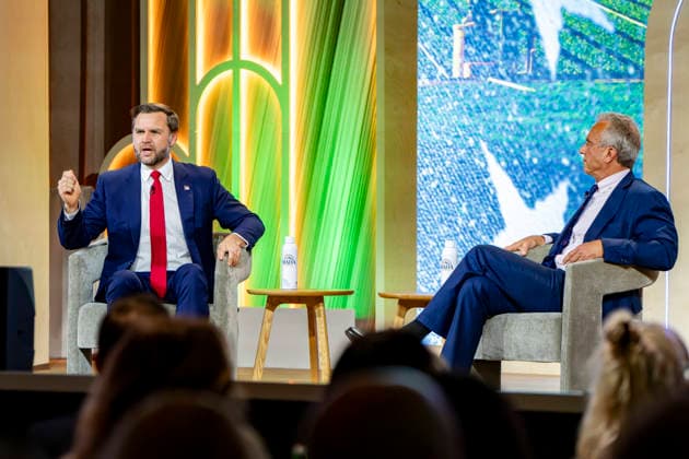 Vice President JD Vance and Secretary of Health and Human Services Robert F. Kennedy, Jr. speak during the 2026 MAHA Summit at the Waldorf Astoria Hotel in Washington, DC on Tuesday, September 29, 2026. Leaders from government, healthcare, science, technology, agriculture, and business gathered to discuss challenges, opportunities, and approaches to improving health across the United States.  WAP20260929155 BONNIExCASH