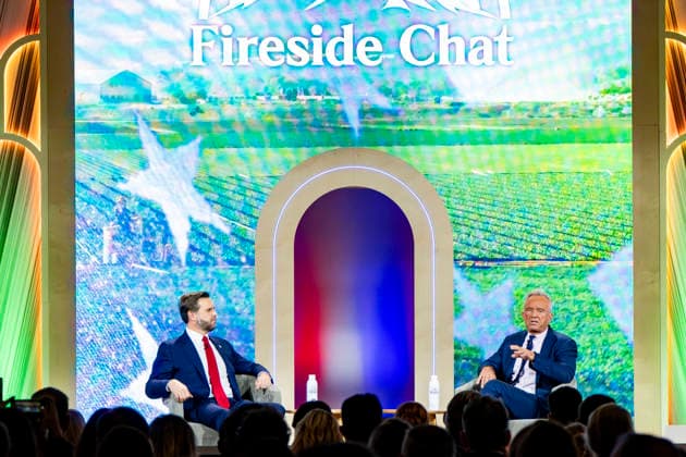Vice President JD Vance and Secretary of Health and Human Services Robert F. Kennedy, Jr. speak during the 2026 MAHA Summit at the Waldorf Astoria Hotel in Washington, DC on Tuesday, September 29, 2026. Leaders from government, healthcare, science, technology, agriculture, and business gathered to discuss challenges, opportunities, and approaches to improving health across the United States.  WAP20260929171 BONNIExCASH
