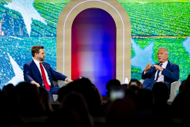 Vice President JD Vance and Secretary of Health and Human Services Robert F. Kennedy, Jr. speak during the 2026 MAHA Summit at the Waldorf Astoria Hotel in Washington, DC on Tuesday, September 29, 2026. Leaders from government, healthcare, science, technology, agriculture, and business gathered to discuss challenges, opportunities, and approaches to improving health across the United States.  WAP20260929174 BONNIExCASH