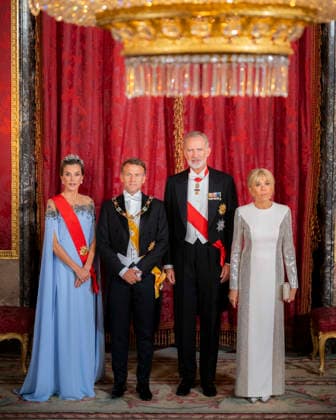 Spain s King Felipe VI and Queen Letizia welcome French President and his wife Brigitte Macron - Madrid EB Spain s King Felipe VI and Queen Letizia welcome French President Emmnauel Macron and his wife Brigitte Macron before a State dinner at Madrid s Royal Palace on September 29, 2026. Photo by Eliot Blondet ABACAPRESS.COM Madrid Spain Spain  Copyright: xBlondetxEliot ABACAx
