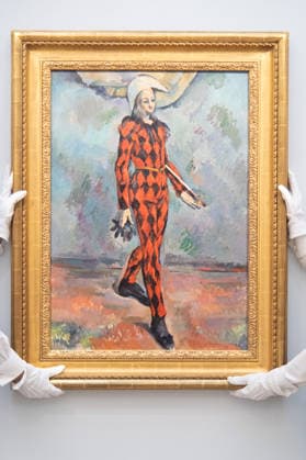 Sotheby s Highlights from the Blaquier-Arrieta Collection Sale at Sotheby s, London Art handlers hold Arlequin by Paul Cezanne (est. in the region of $120m) as part of Sotheby s Highlights from the Blaquier-Arrieta Collection Sale which is to go on public view from 30th September - 1st October before being travelling to Taipei, Hong Kong and Paris ahead of the sale in New York on 18th November 2026 at Sotheby s, London, England, UK on Wednesday 30 September, 2026., Credit:Justin Ng Avalon UK, England, London, Sotheby s  Copyright: xJustinxNgx xAvalonx 1139440761