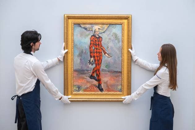 September 30, 2026, London, England, United Kingdom: Sotheby s staff hold Paul Cezanne Arlequin , estimated at around USD 120 million, during a preview of the Blaquier-Arrieta Collection at Sotheby s in London, Britain, September 30, 2026. The collection will be offered at auction in New York in November. London United Kingdom  - ZUMAk172 20260930_zip_k172_005 Copyright: xThomasxKrychx