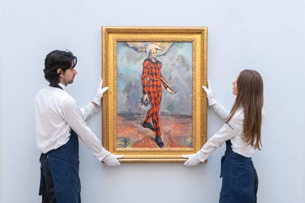 September 30, 2026, London, England, United Kingdom: Sotheby s staff hold Paul Cezanne Arlequin , estimated at around USD 120 million, during a preview of the Blaquier-Arrieta Collection at Sotheby s in London, Britain, September 30, 2026. The collection will be offered at auction in New York in November. London United Kingdom - ZUMAk172 20260930_zip_k172_006 Copyright: xThomasxKrychx