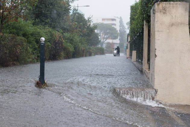 Street Turned Into a Stream Benjamin ELKAIM MAXPPP Montpellier September 30, 2026 A street is turned into a stream by heavy rains in Montpellier during the Cévennes storm on September 30, 2026. A person on a two-wheeler appears in the background of the street. Montpellier, France, September 30, 2026—the first heavy rains after summer in the south of France. Montpellier, FRANCE  Copyright: xMAXPPPxBenjaminxELKAIMx ELK202609305215 ELK202609305215