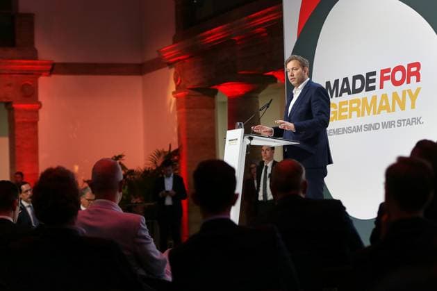 Berlin, Deutschland, 30.09.2026: Siemensstadt: Jahrestreffen der Initiative Made for Germany : Bundesminister der Finanzen Lars Klingbeil (SPD) hält eine Rede Copyright: xdtsxNachrichtenagenturx dts_136923