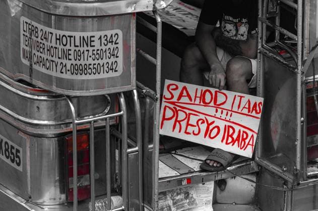 September 30, 2026, Manila, Philippines: MANILA, PHILIPPINES, SEPTEMBER 29, 2026: Public transport drivers and operators take part in a two-day strike over rising fuel prices in Metro Manila. Transport group PISTON called for lower fuel prices, higher fares, the removal of excise and value-added taxes on petroleum products and the repeal of the Oil Deregulation Law, arguing that rising operating costs are putting increasing pressure on drivers incomes. Manila Philippines  - ZUMAq101 20260930_zna_q101_048 Copyright: xCharlesxEdmonxS.xPerezx