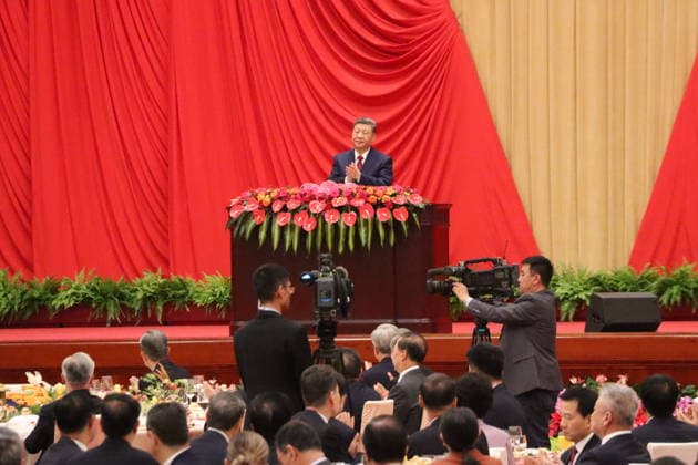 CHINA, BEIJING - SEPTEMBER 30, 2026: President Xi Jinping attends a state reception for the 77th anniversary of the founding of the People s Republic of China at the Great Hall of the People, which is annually celebrated on October 1 Beijing China  - ZUMAt113 20260930_zaa_t113_445 Copyright: xRomanxBalandinx