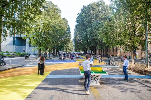 IPA89147160 - MILAN, September 30, 2026 - Inauguration of the new school plaza, a pedestrian-friendly space located at the corner of Via Gattamealta and Via Faravelli, in front of the Pietro Micca Elementary School.  Copyright: xEmanuelexRobertoxDexCarlix xx IPA89147160