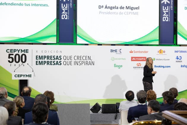 Garamendi Speaks at the Cepyme500 Event Cepyme President Ángela de Miguel speaks at the Cepyme500 event on September 30, 2026, in Madrid, Spain. CEPYME500 is an initiative of the Spanish Confederation of Small and Medium-Sized Enterprises that identifies, selects, and promotes the top 500 Spanish SMEs in business growth each year. SEPTEMBER 30, 2026 GARAMENDI CEOE CEPYME ENTREPRENEURS COMPANIES ECONOMY Jesús Hellí Madrid Madrid, Spain  Copyright: xJesusxHellinx 7811265