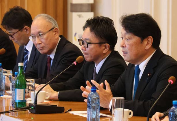 Former Japanese Minister of Defence and member of the House of Representatives in Japan’s National Diet, Itsunori Onodera (R), together with representatives of the Liberal Democratic Party in Japan’s National Diet, attends a meeting with Ukrainian Minister of Foreign Affairs Andrii Sybiha at the Ukrainian Foreign Ministry building in Kyiv, Ukraine, September 30, 2026. (Photo by Pavlo Bahmut Ukrinform) Ukrainian Foreign Minister meets Japanese parliamentary delegation in Kyiv  Copyright: xPavloxBahmutx